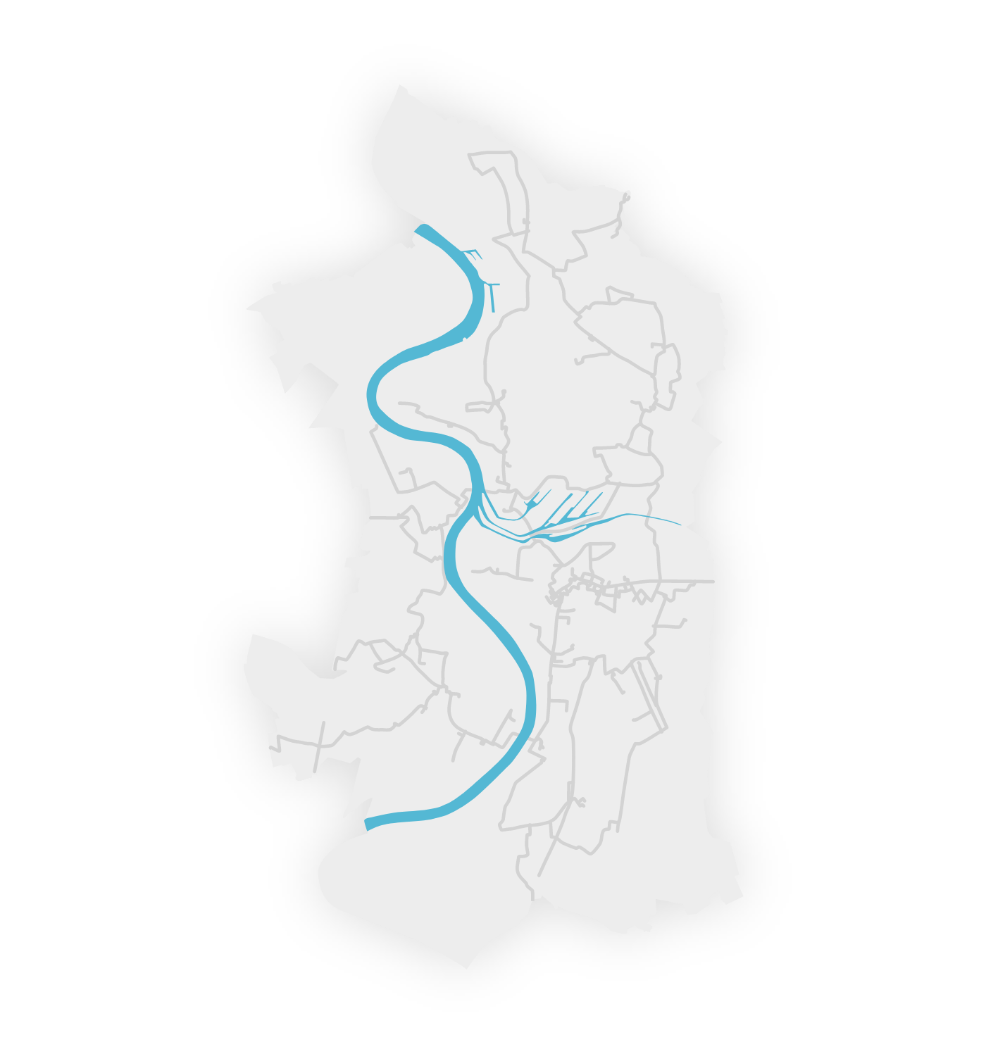 Grafik mit Landkarte von Duisburg