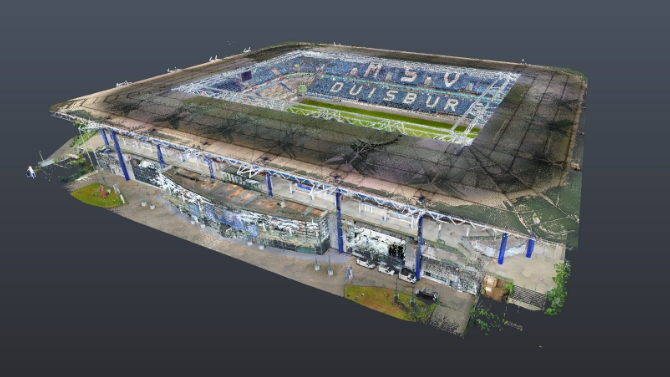 Luftbild vom Stadion des MSV Duisburg