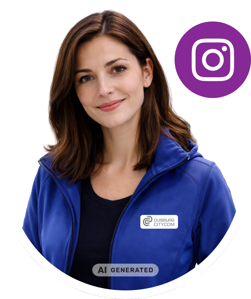 Bild von KI-Charakter Alina mit Instagram-Icon