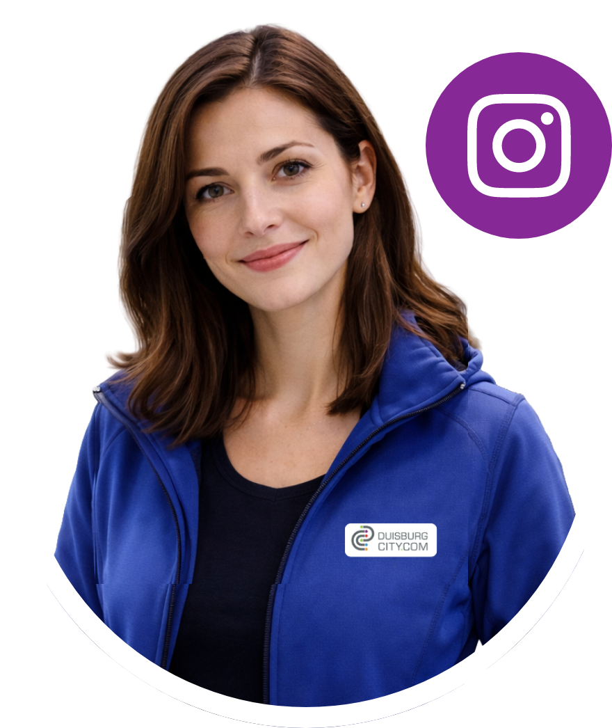 Bild von KI-Charakter Alina mit Instagram-Icon